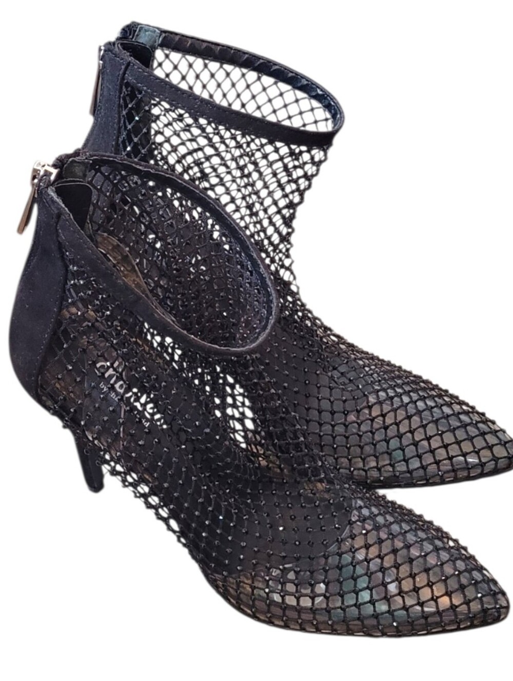 Charles Charles David Pursue Black Mesh Pointed Ankle Booties Size 7